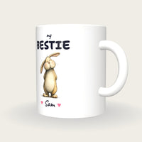 Personalised Rabbit Mug, My Bestie, three-quarter view