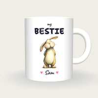 Personalised Rabbit Mug, My Bestie, front