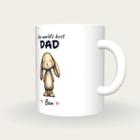 Personalised Rabbit Mug, Best Dad, three-quarter view