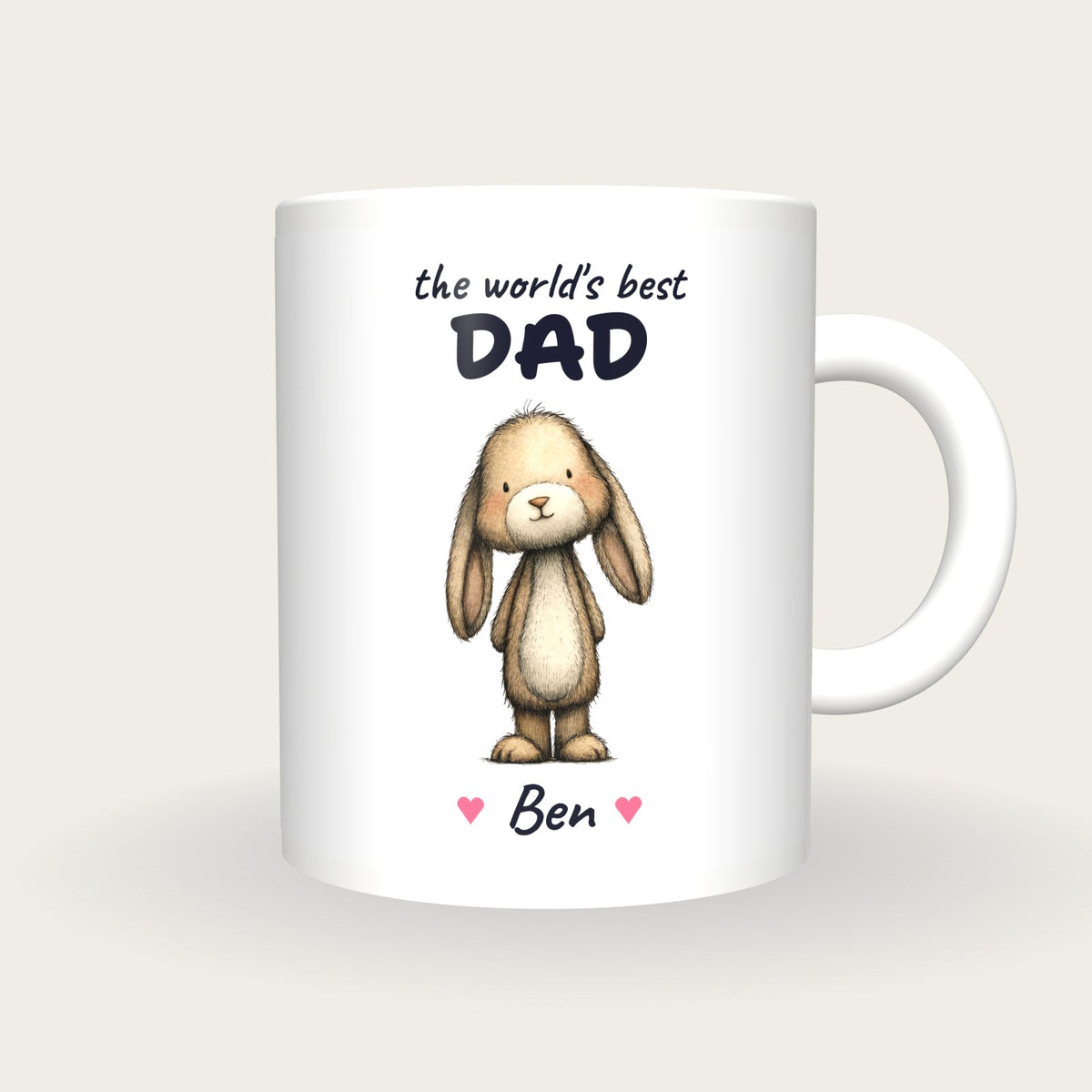 Personalised Rabbit Mug, Best Dad, front