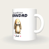 Personalised Rabbit Mug, Best Grandad, three-quarter view