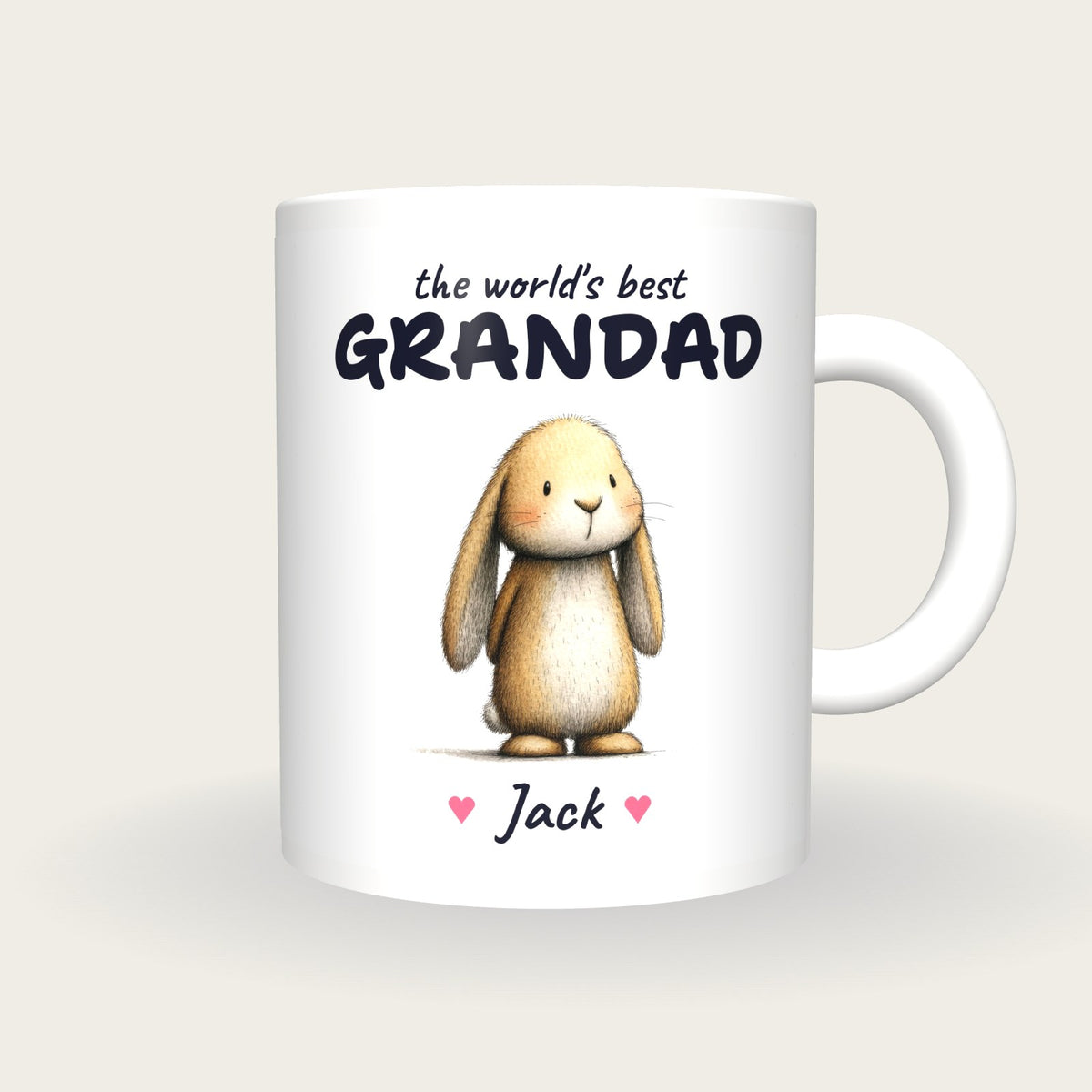 Personalised Rabbit Mug, Best Grandad, front