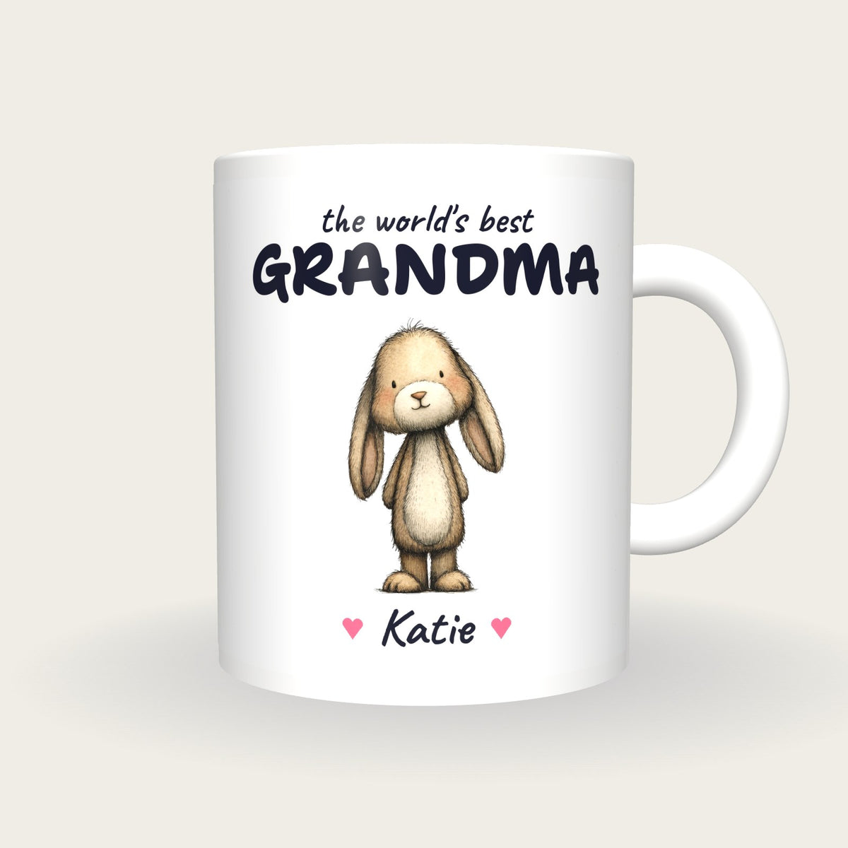 Personalised Rabbit Mug, Best Grandma, front