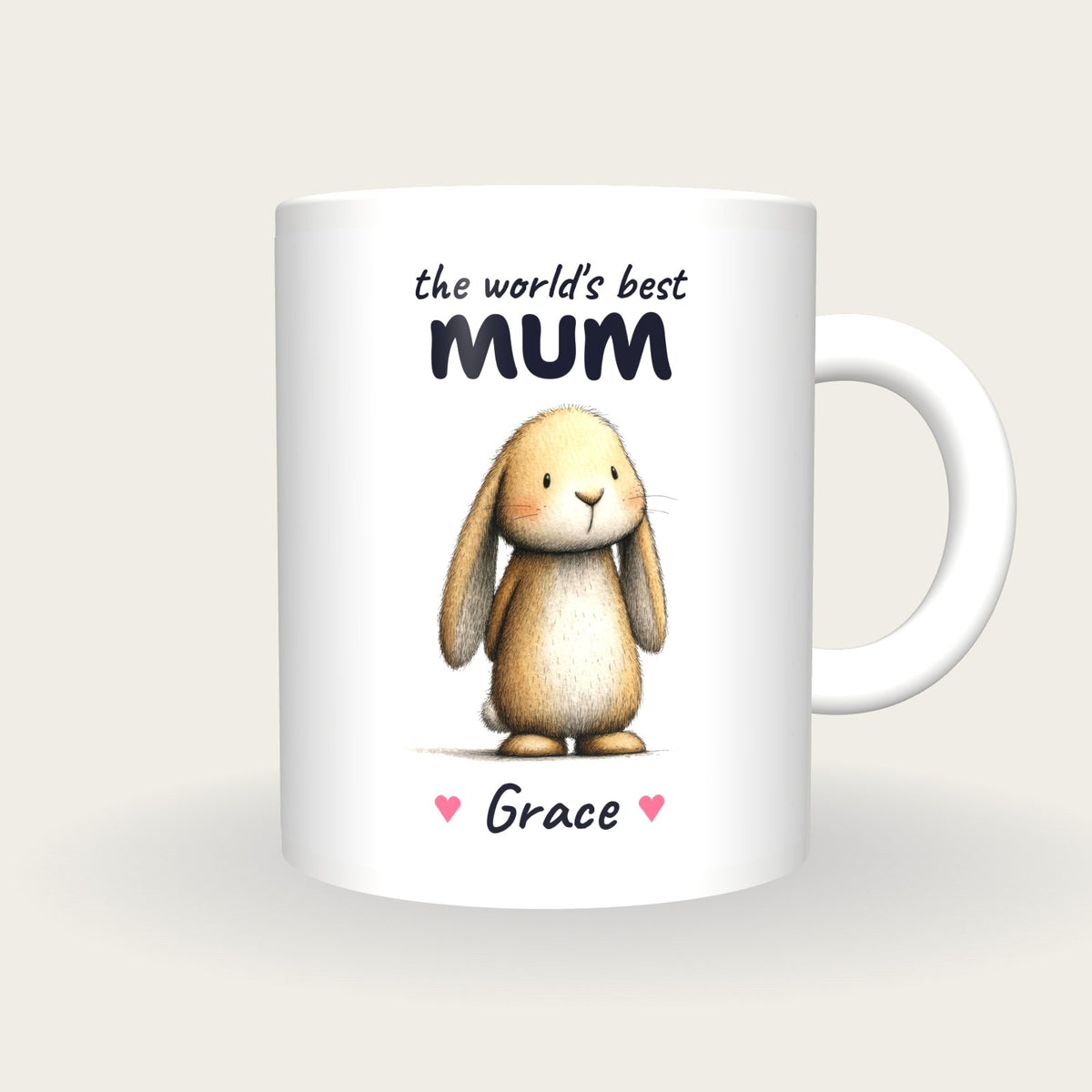 Personalised Rabbit Mug, Best Mum, front