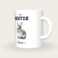 Personalised Bunny Mug, My Bestie, three-quarter view