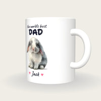 Personalised Bunny Mug, Best Dad, three-quarter view