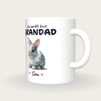 Personalised Bunny Mug, Best Grandad, three-quarter view