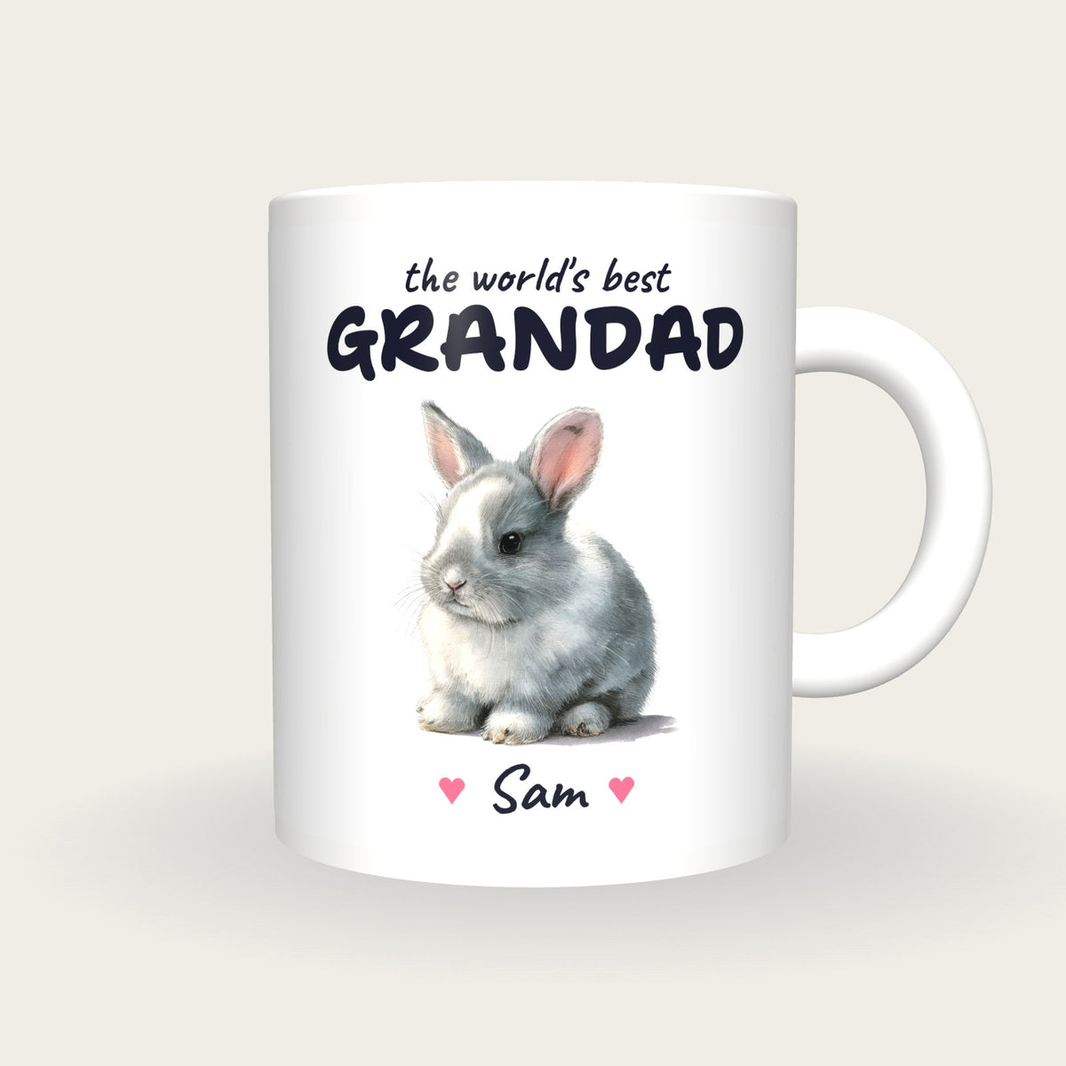 Personalised Bunny Mug, Best Grandad, front