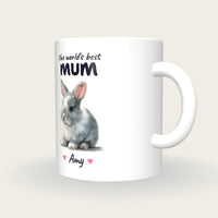 Personalised Bunny Mug, Best Mum, three-quarter view