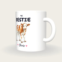 Personalised Calf Mug, My Bestie, three-quarter view