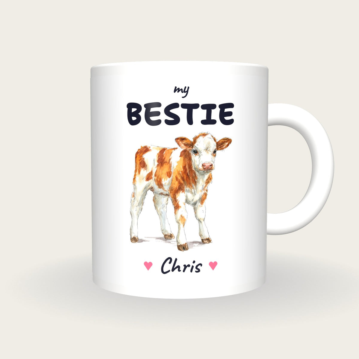 Personalised Calf Mug, My Bestie, front