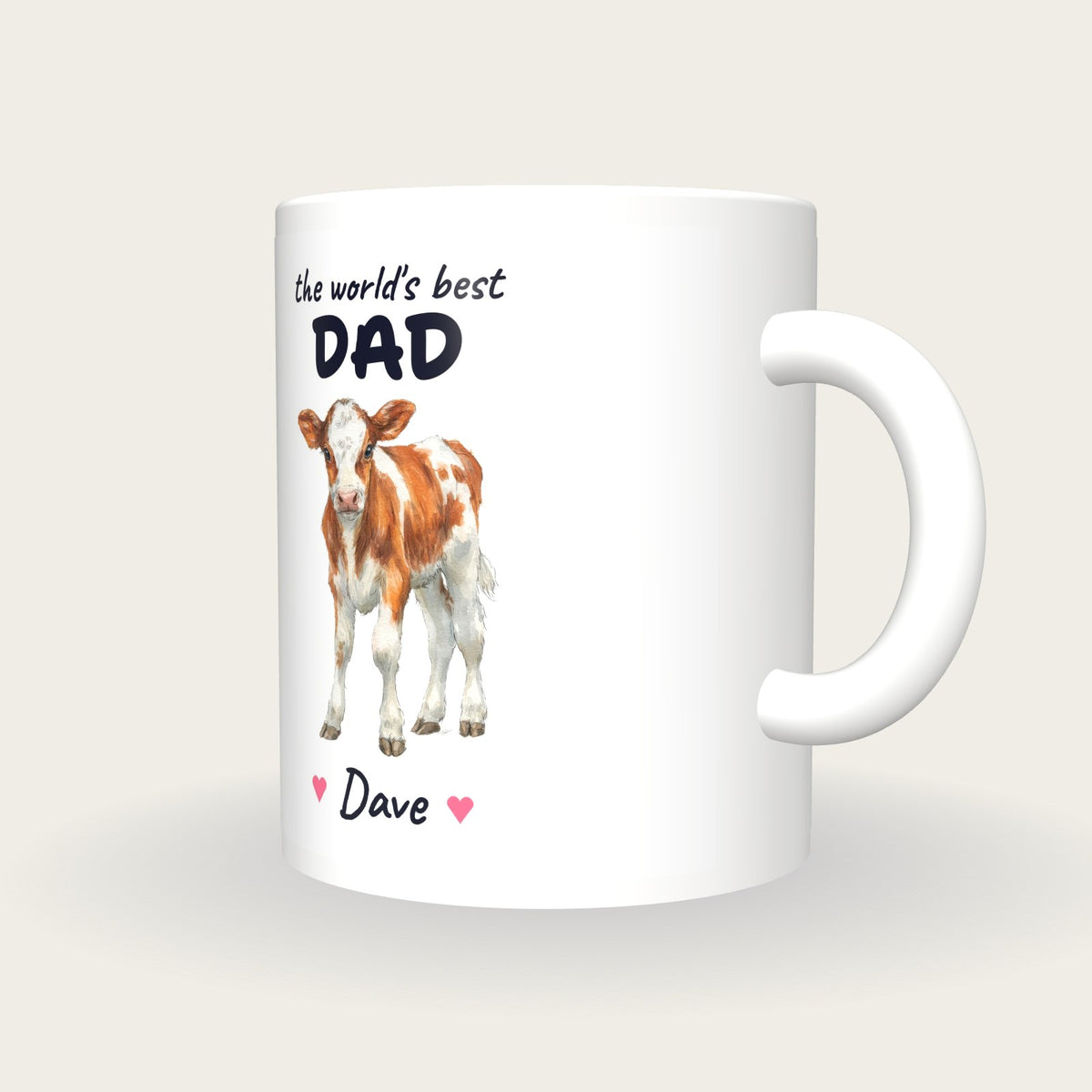 Personalised Calf Mug, Best Dad, three-quarter view