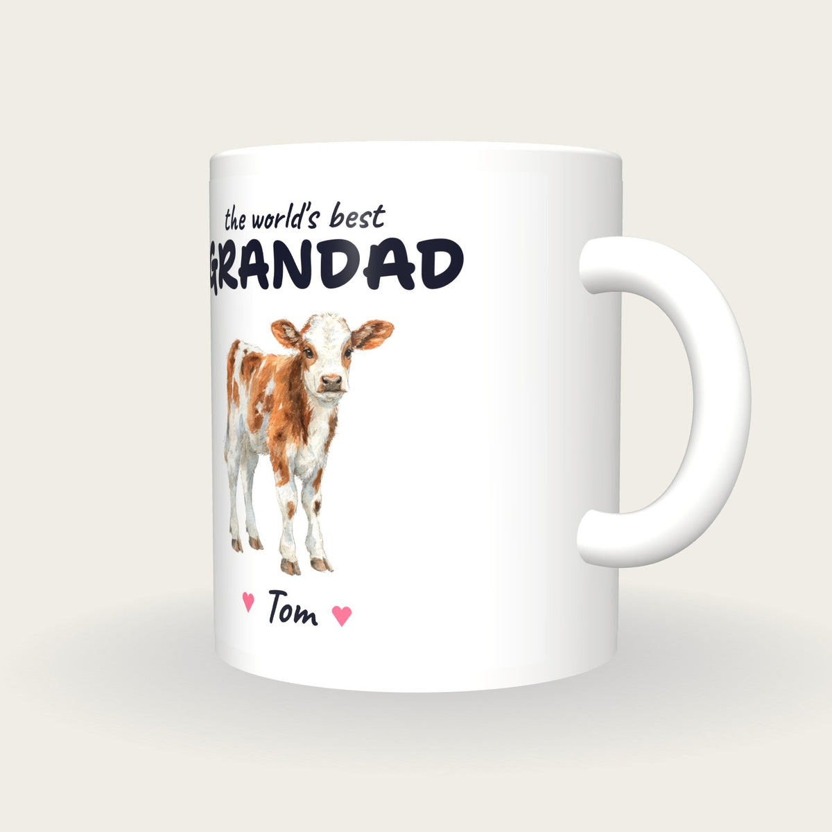 Personalised Calf Mug, Best Grandad, three-quarter view
