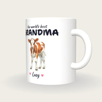 Personalised Calf Mug, Best Grandma, three-quarter view