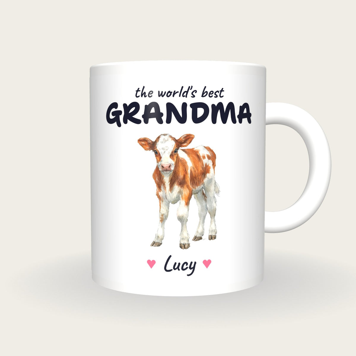 Personalised Calf Mug, Best Grandma, front