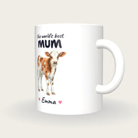 Personalised Calf Mug, Best Mum, three-quarter view