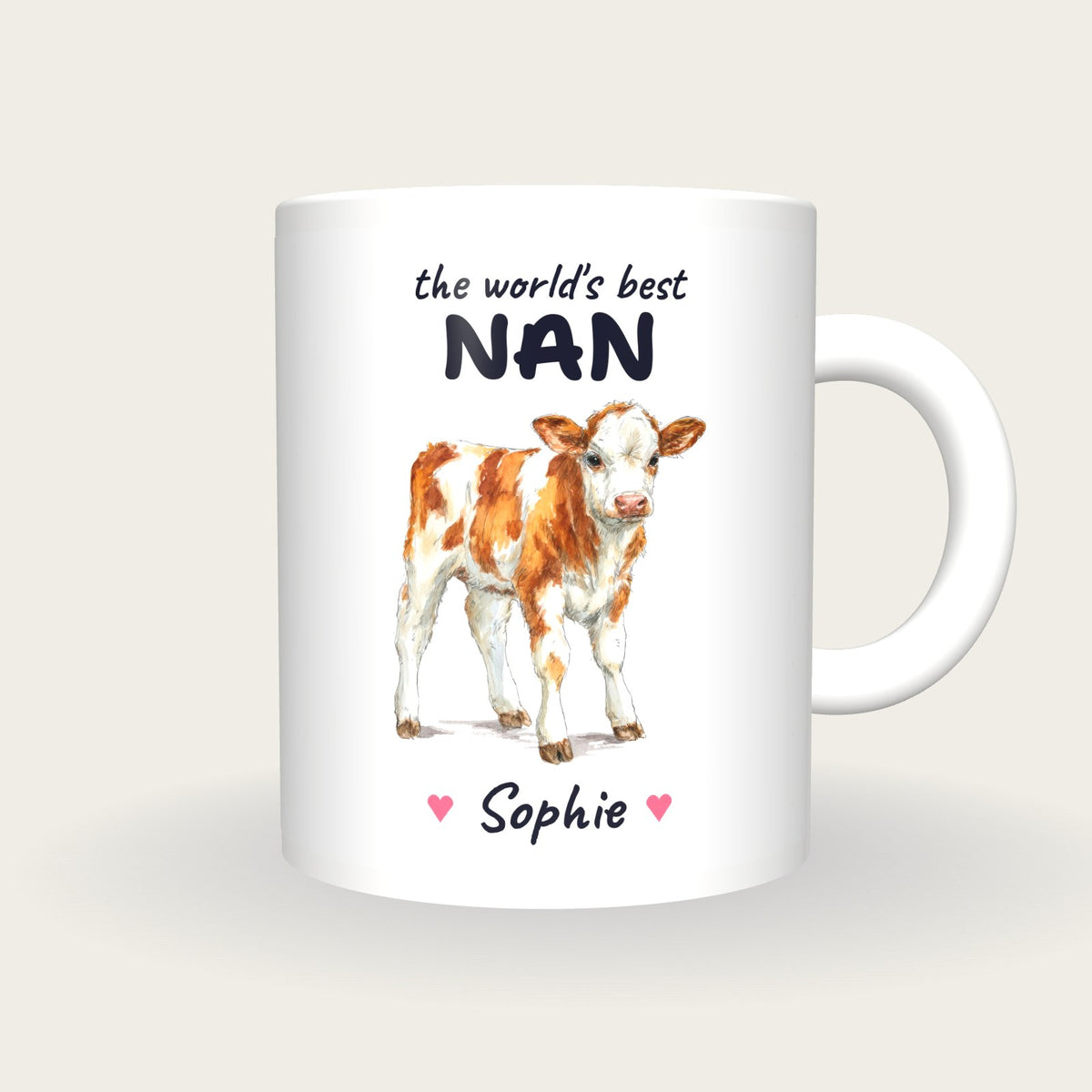 Personalised Calf Mug, Best Nan, front