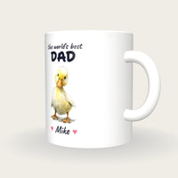 Personalised Duckling Mug, Best Dad, three-quarter view