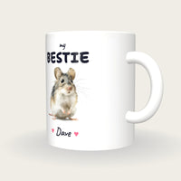 Personalised Field Mouse Mug, My Bestie, three-quarter view