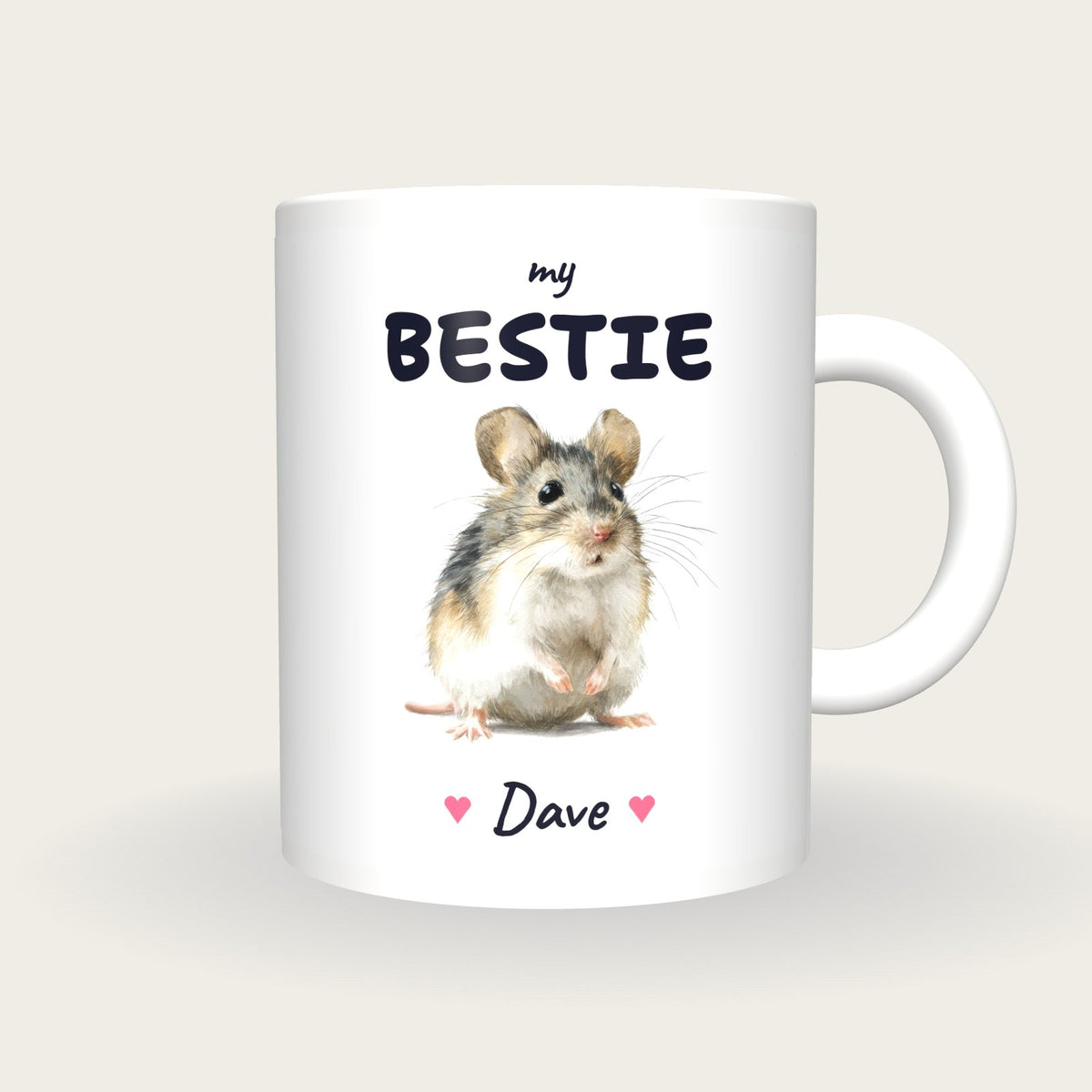 Personalised Field Mouse Mug, My Bestie, front