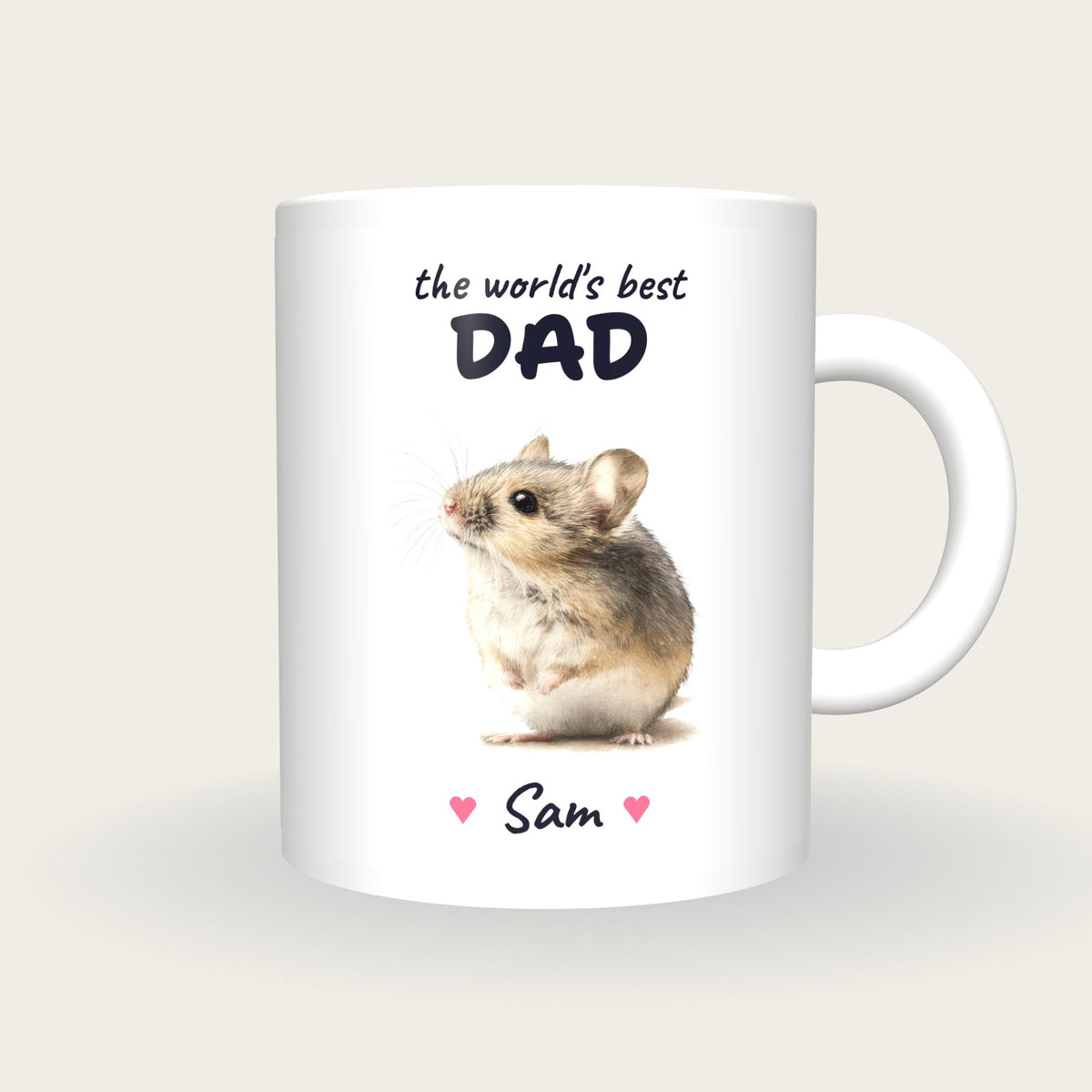 Personalised Field Mouse Mug, Best Dad, front