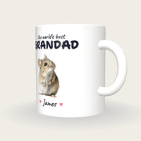 Personalised Field Mouse Mug, Best Grandad, three-quarter view