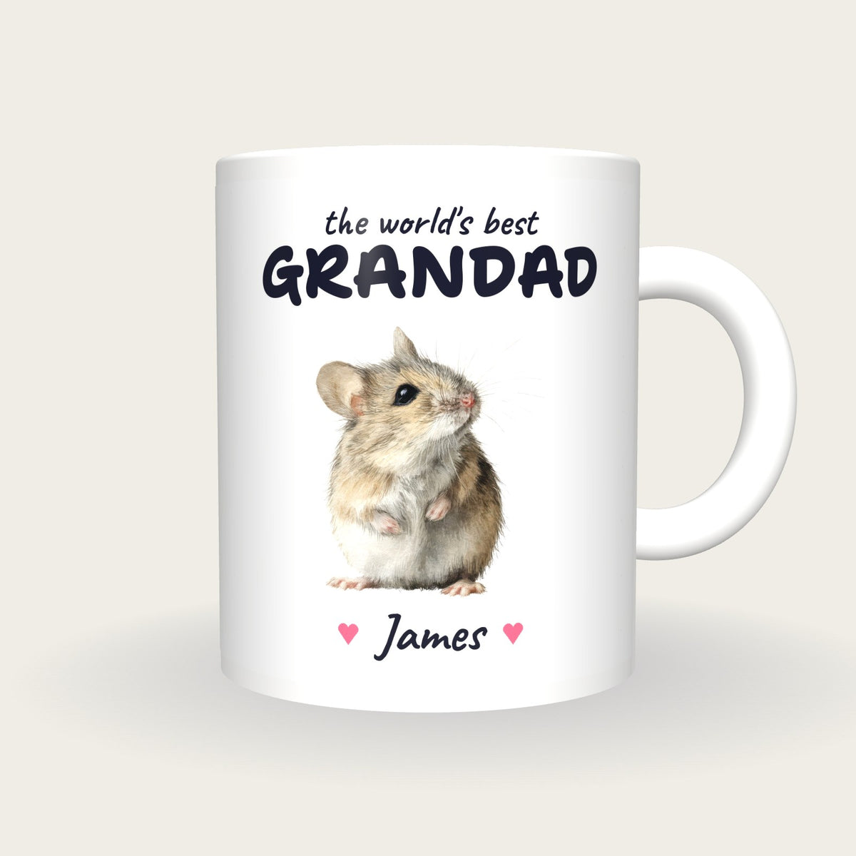 Personalised Field Mouse Mug, Best Grandad, front