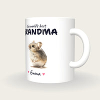 Personalised Field Mouse Mug, Best Grandma, three-quarter view
