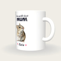 Personalised Field Mouse Mug, Best Mum, three-quarter view