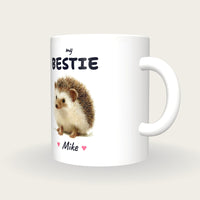 Personalised Hedgehog Mug, My Bestie, three-quarter view