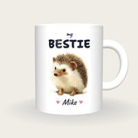 Personalised Hedgehog Mug, My Bestie, front