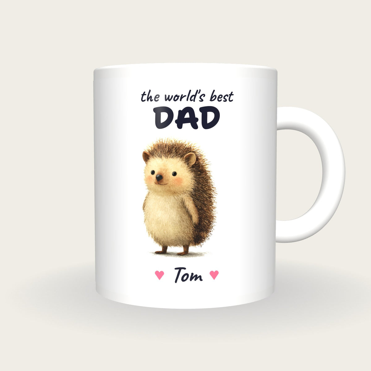 Personalised Hedgehog Mug, Best Dad, front