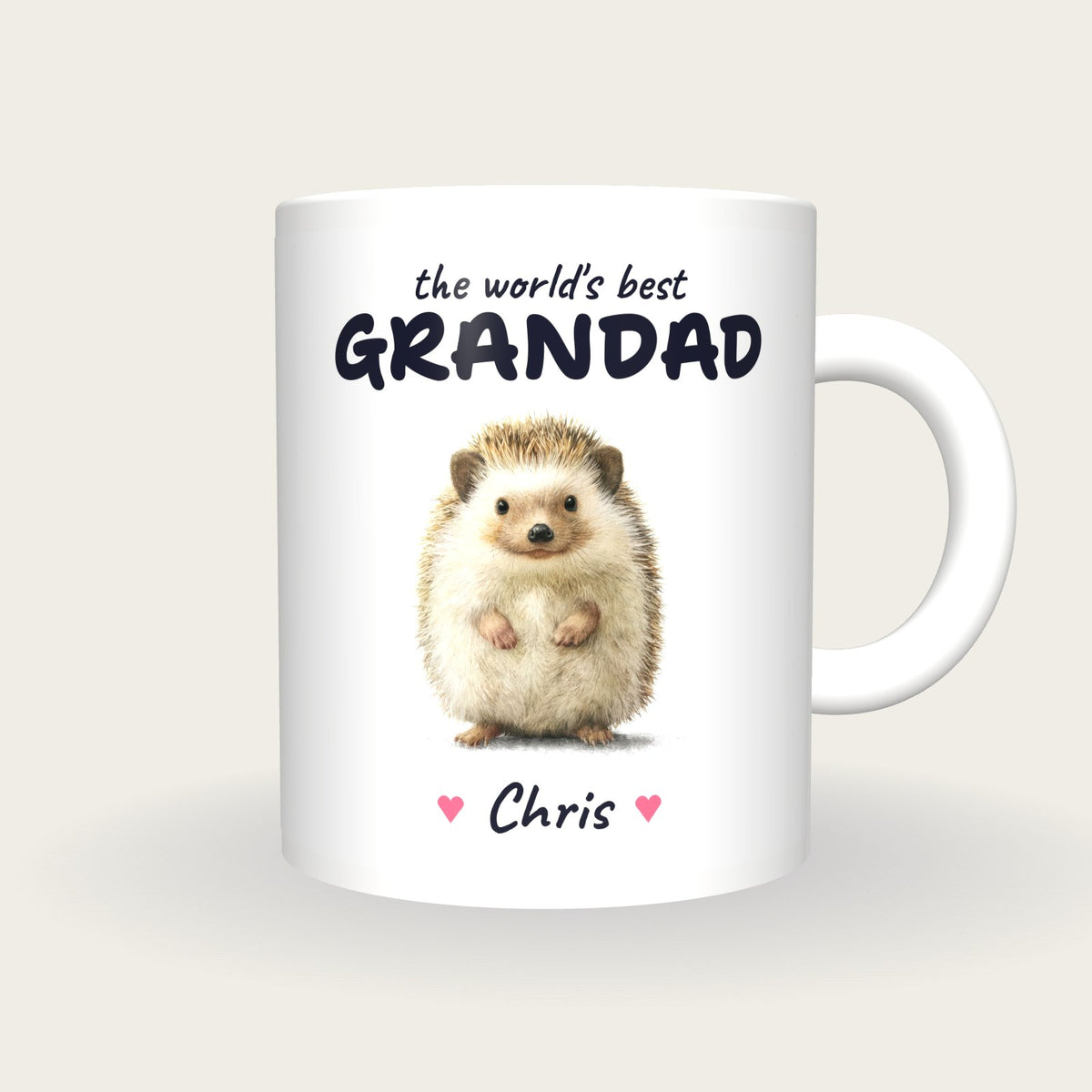 Personalised Hedgehog Mug, Best Grandad, front