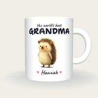Personalised Hedgehog Mug, Best Grandma, front