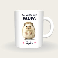 Personalised Hedgehog Mug, Best Mum, front