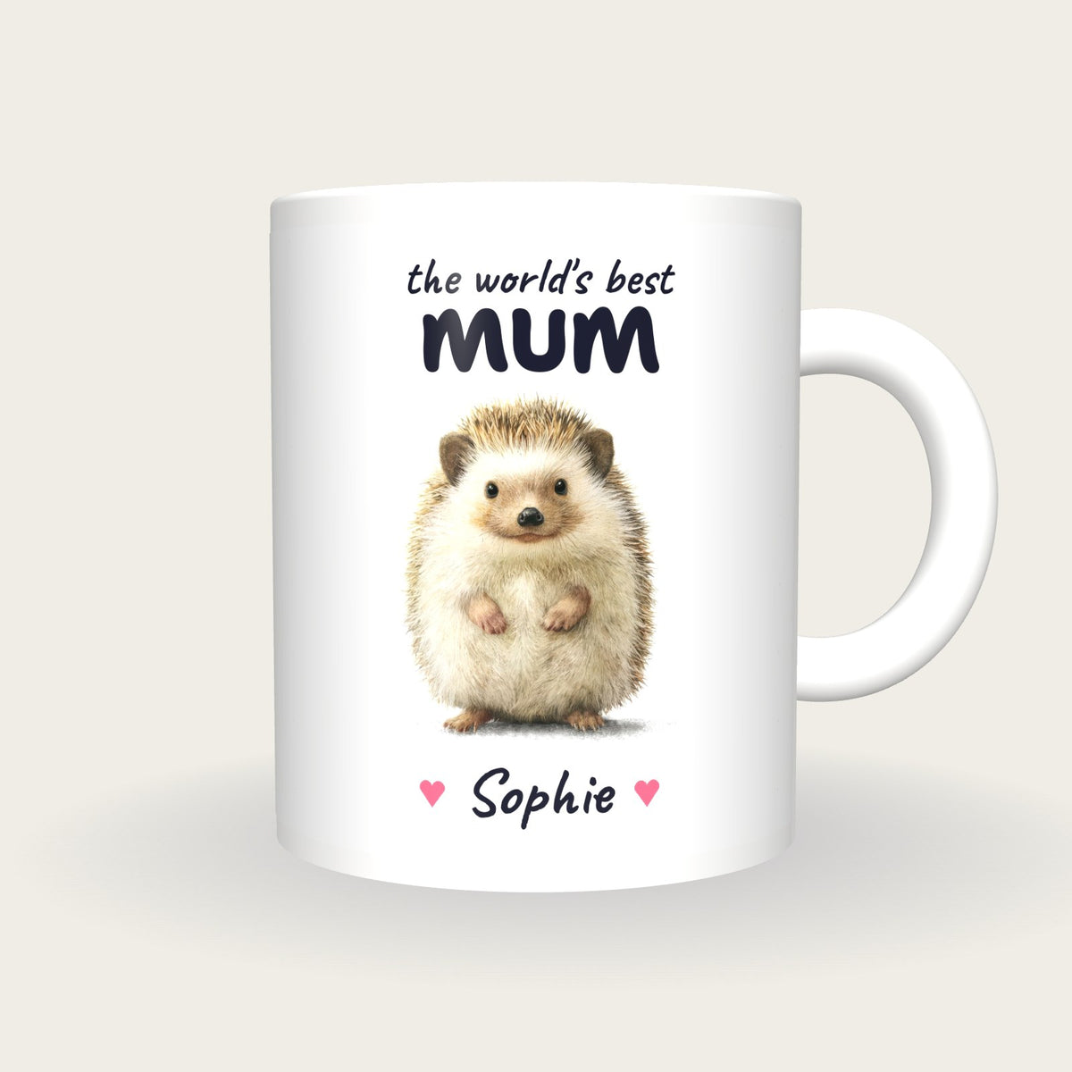 Personalised Hedgehog Mug, Best Mum, front