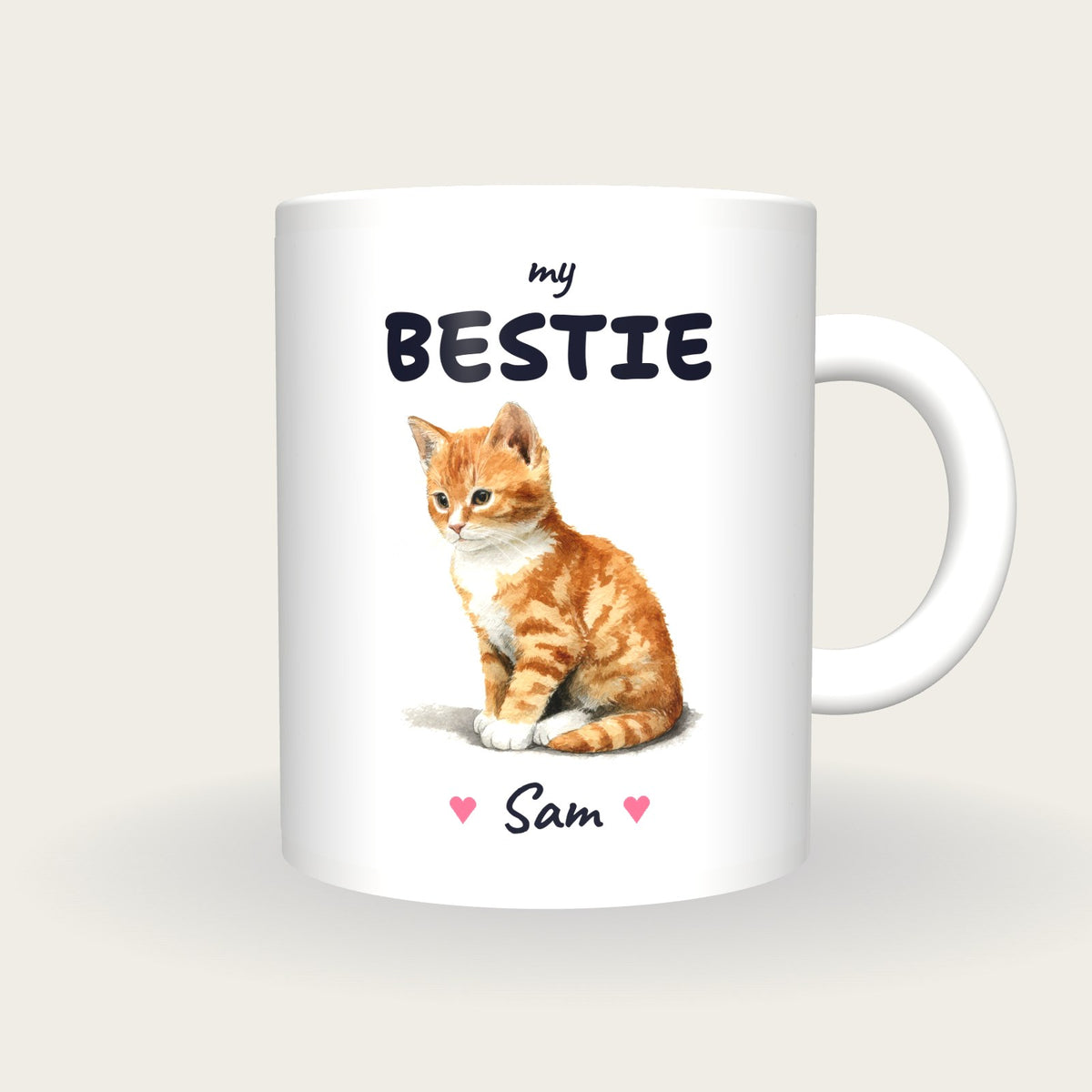 Personalised Kitten Mug, My Bestie, front