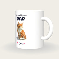 Personalised Kitten Mug, Best Dad, three-quarter view
