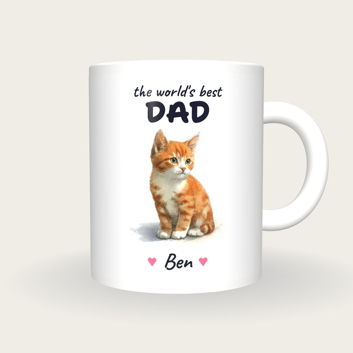 Personalised Kitten Mug, Best Dad, front