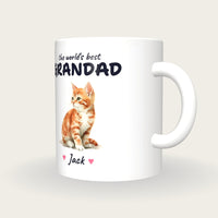 Personalised Kitten Mug, Best Grandad, three-quarter view