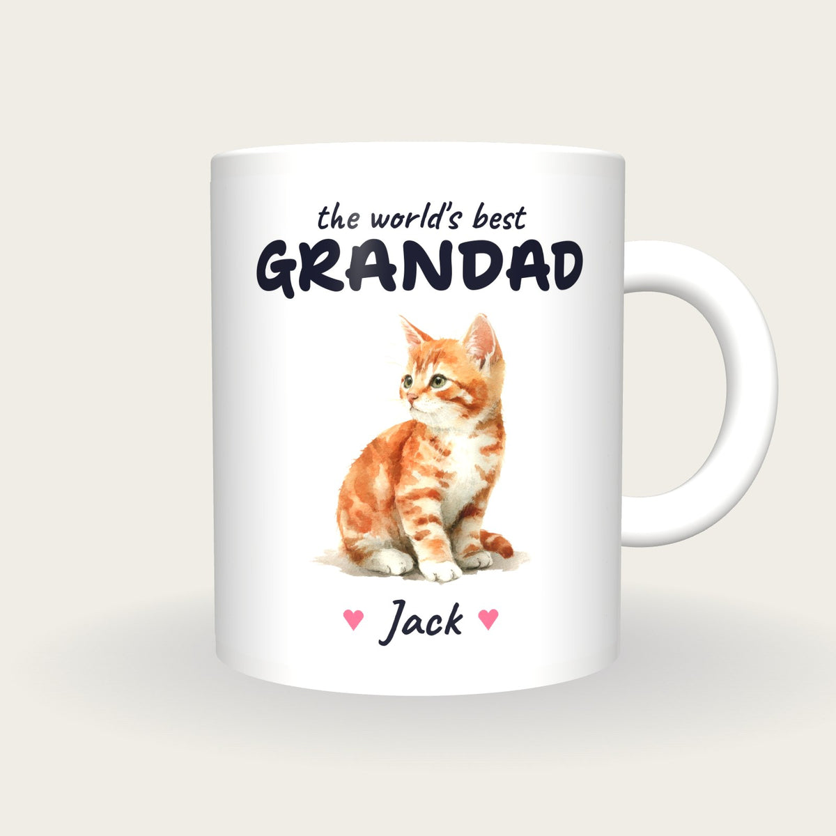 Personalised Kitten Mug, Best Grandad, front