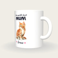 Personalised Kitten Mug, Best Mum, three-quarter view