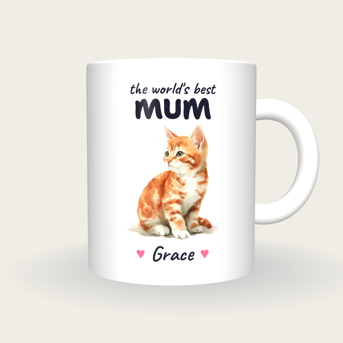 Personalised Kitten Mug, Best Mum, front