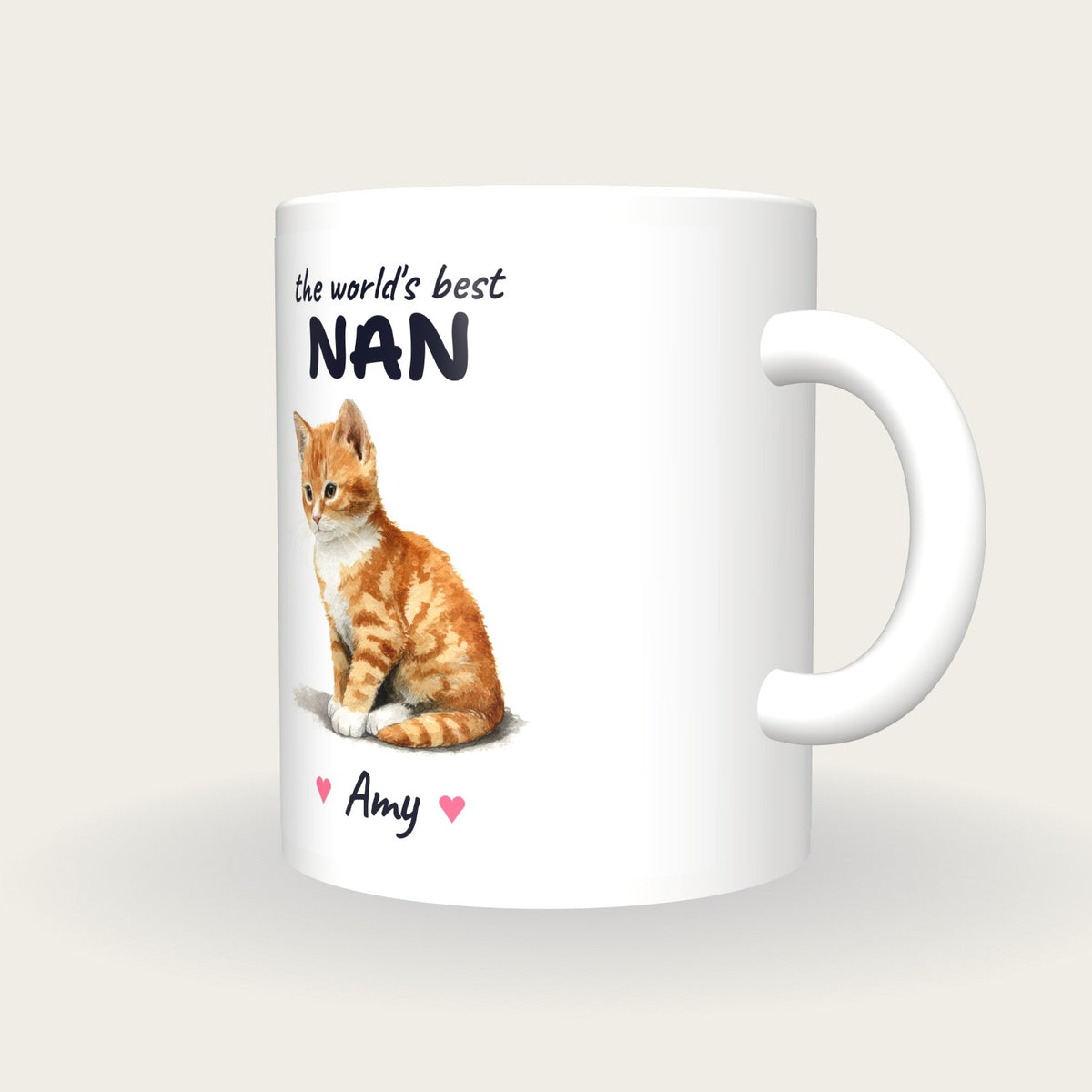 Personalised Kitten Mug, Best Nan, three-quarter view