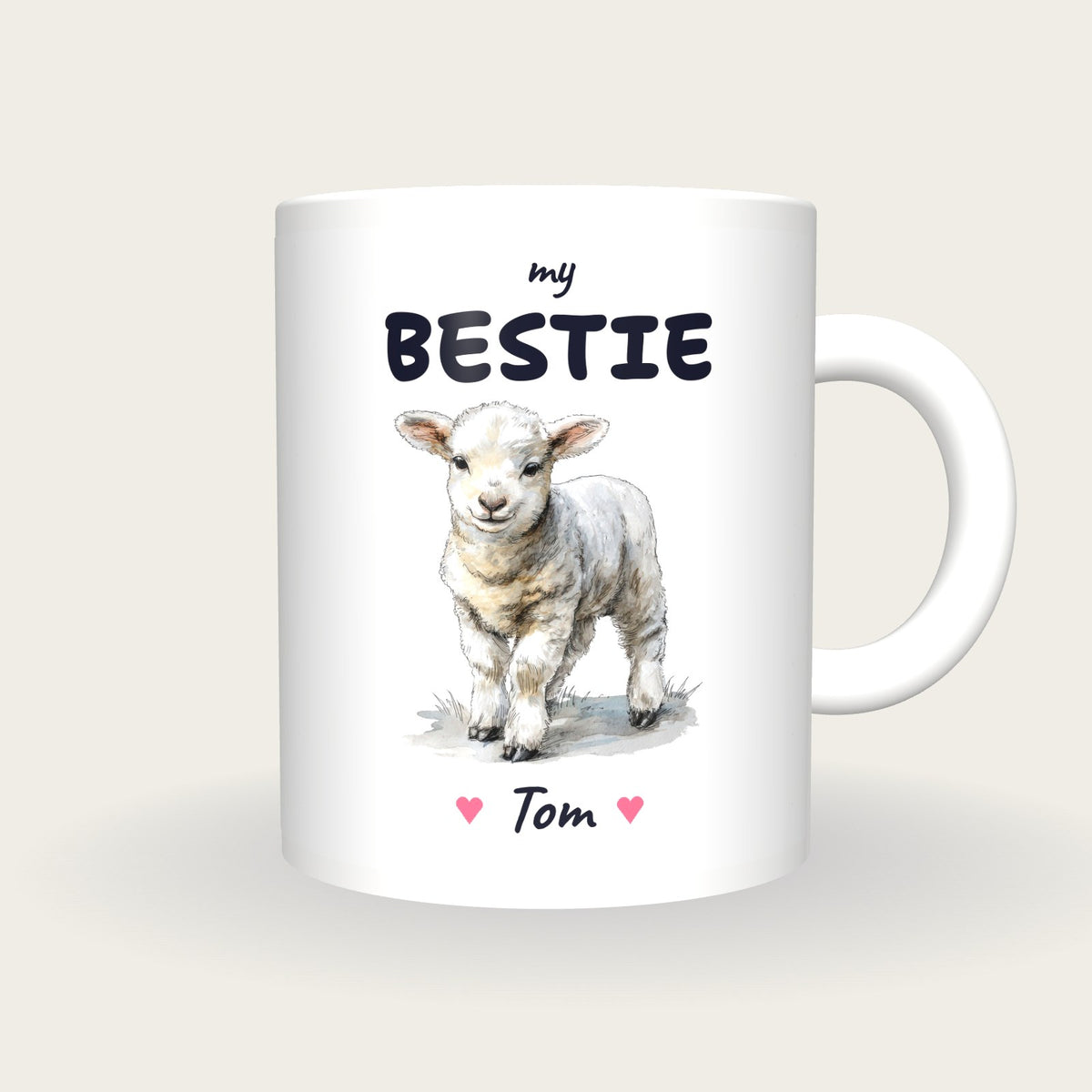 Personalised Lamb Mug, My Bestie, front