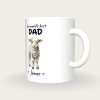 Personalised Lamb Mug, Best Dad, three-quarter view