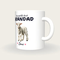 Personalised Lamb Mug, Best Grandad, three-quarter view