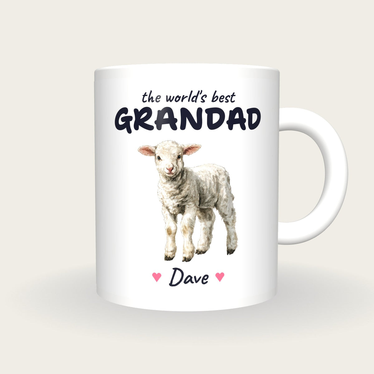 Personalised Lamb Mug, Best Grandad, front