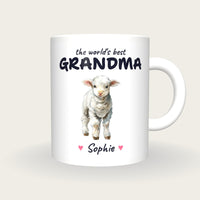 Personalised Lamb Mug, Best Grandma, front