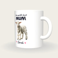 Personalised Lamb Mug, Best Mum, three-quarter view